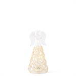 3 Clear Glass Lattice Gold Bead LED Tall Ang