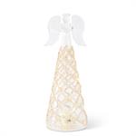 3 Clear Glass Lattice Gold Bead LED Tall Ang
