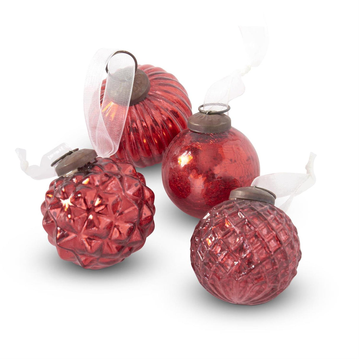 Box of 9 Mini Red Mercury Glass Ornaments