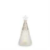 3 Frosted & Beaded Glass LED Trees w/Timer
