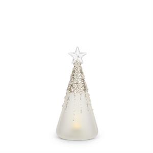 3 Frosted & Beaded Glass LED Trees w/Timer