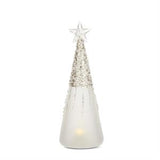 3 Frosted & Beaded Glass LED Trees w/Timer