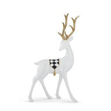 2 Gold Antler Glossy White Resin Deer's W/Harlequin Banners