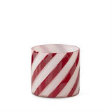 3 Red & White Glass Swirl Containers