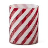 3 Red & White Glass Swirl Containers