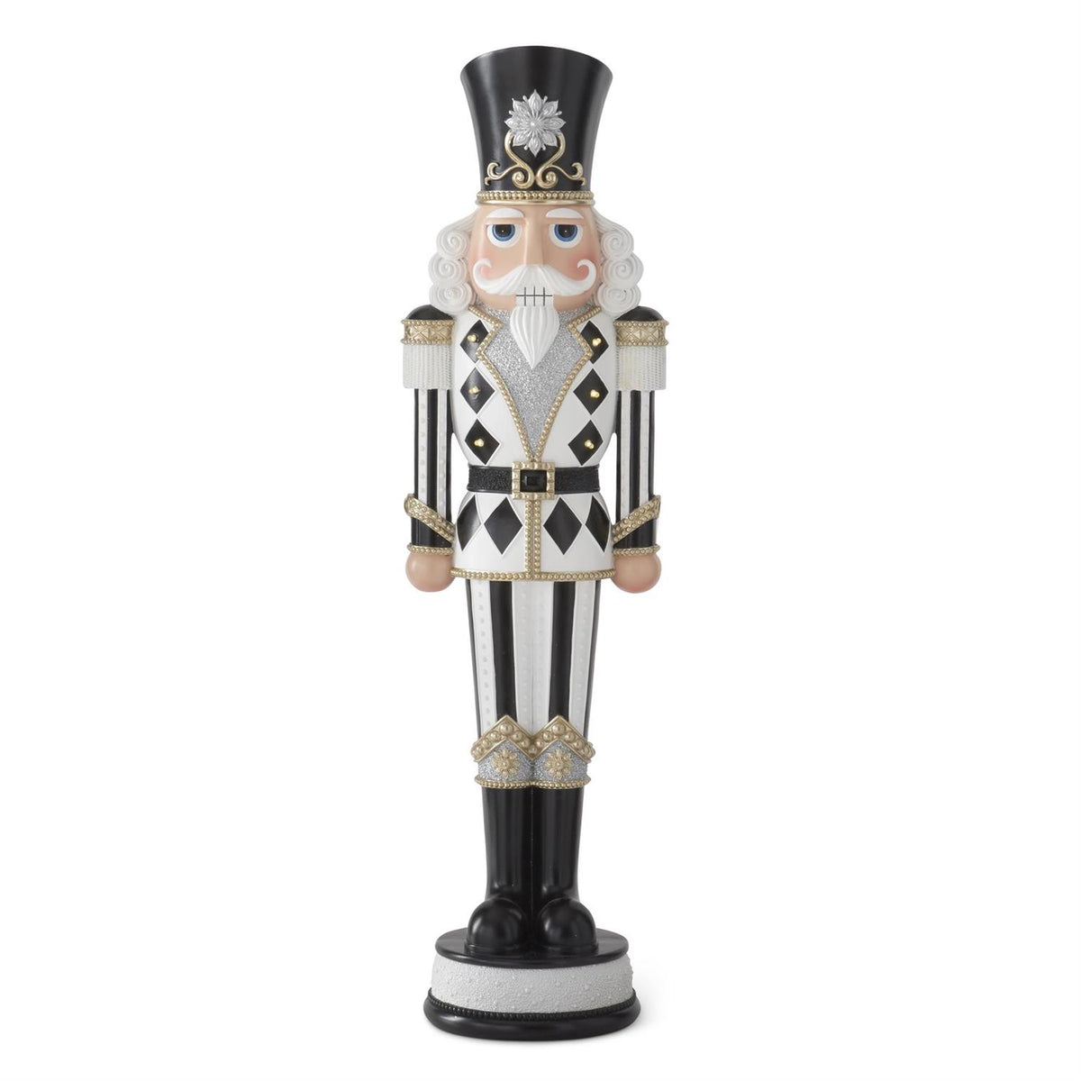 36 Inch Black & White Harlequin Check LED Nutcracker