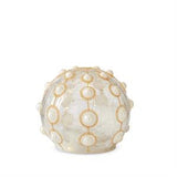 3 Clear Glass & Gold Glitter w/Pearls LED Globes w/Timers