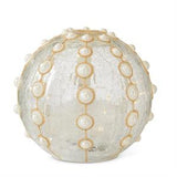 3 Clear Glass & Gold Glitter w/Pearls LED Globes w/Timers