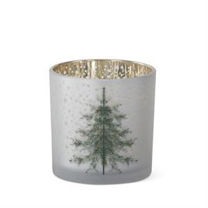 3 Frosted White Glass Christmas Tree Container