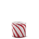 Red & White Swirl Stripe Cylinder Blown Glass