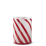 Red & White Swirl Stripe Cylinder Blown Glass