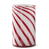 Red & White Swirl Stripe Cylinder Blown Glass