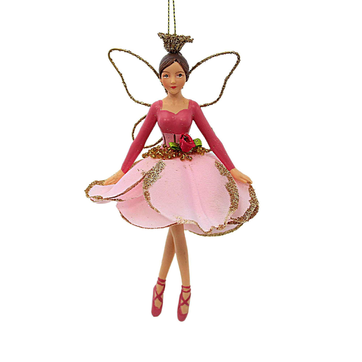 Fairy Ballerina Ornament w/ Pink Petal Skirt