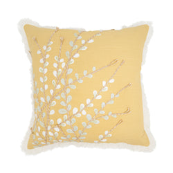 Embroidered Floral Pillow - Down Filled