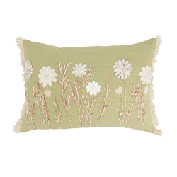 Embroidered Floral Pillow - Down Filled