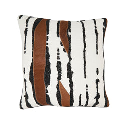 Leather Patchwork Pillow - Down Filled