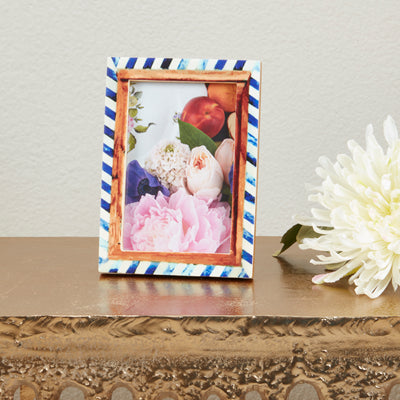 Chevron Bone + Wood Photo Frame