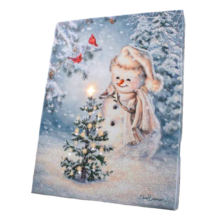 Mini Lighted Easel Back - 8x6 - Snowman Christmas