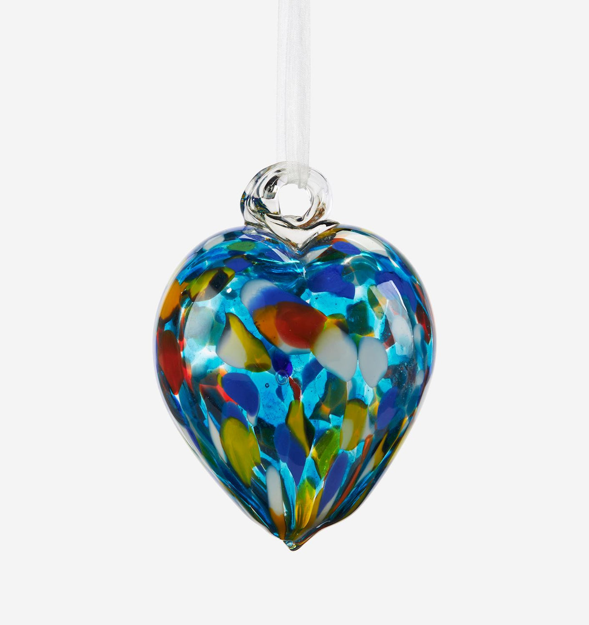 Colored Glass Heart Ornament, Blue