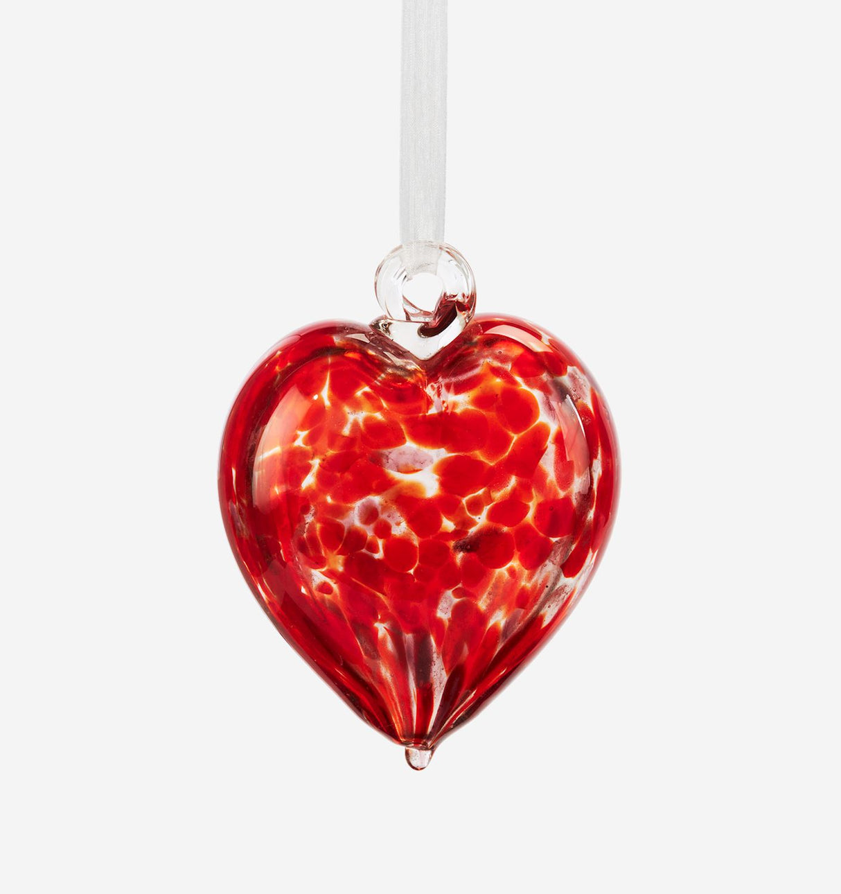 Colored Glass Heart Ornament, Red