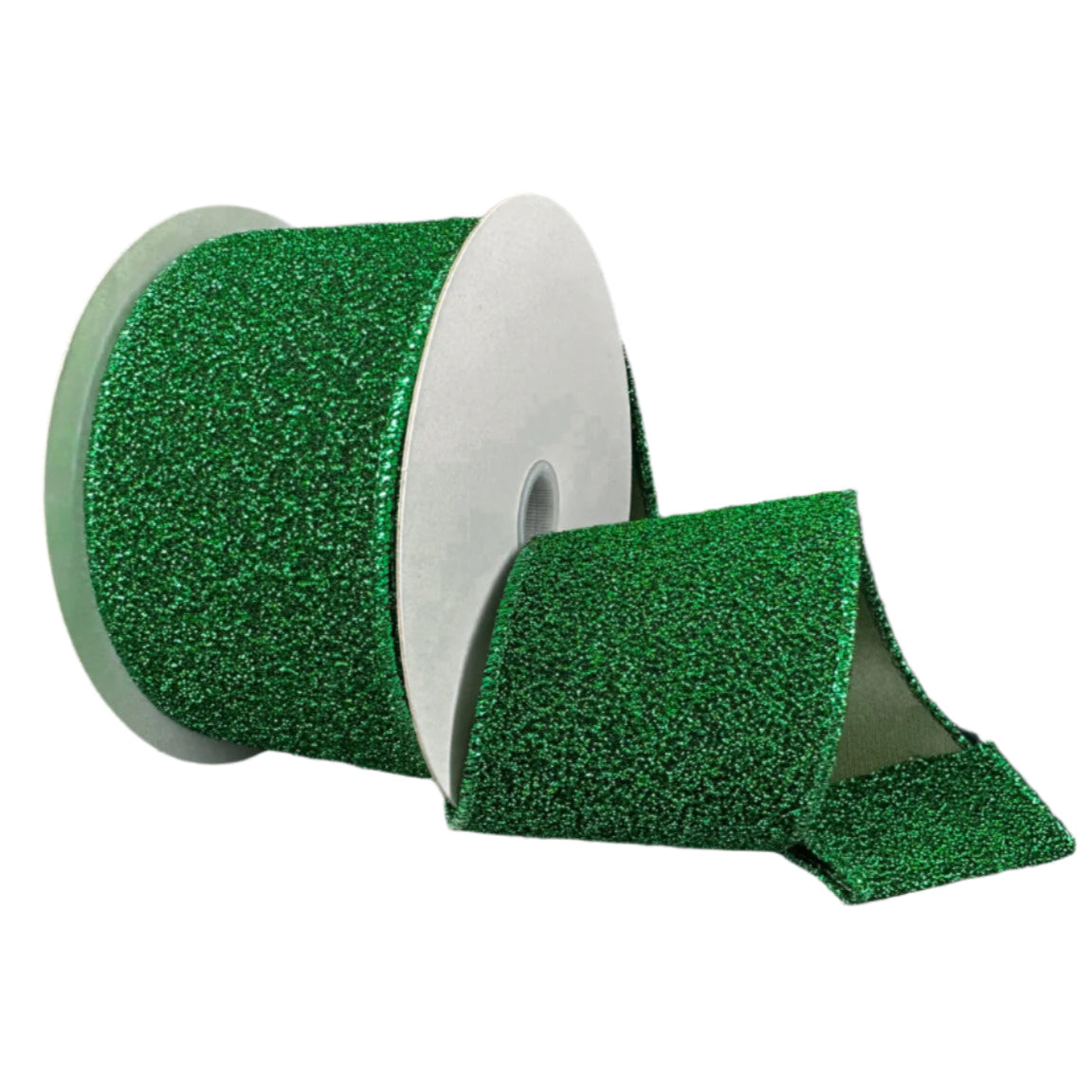 Emerald + Black Fuzzy Metallic Ribbon -  2.5" x 10y
