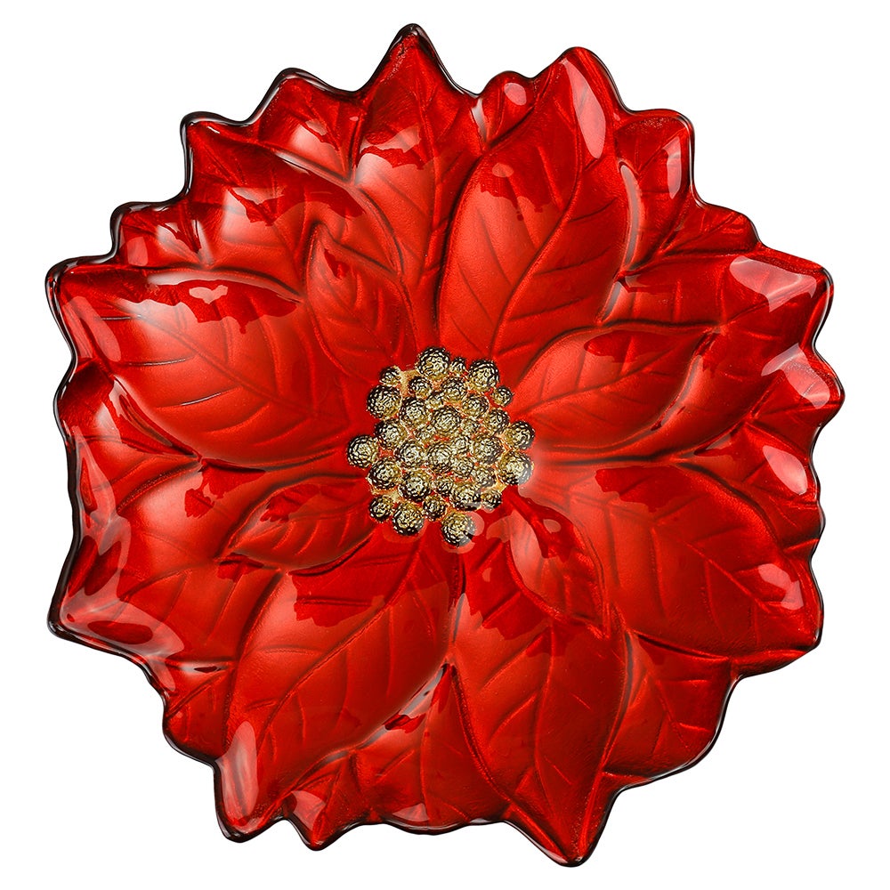 Glass Poinsettia Platter
