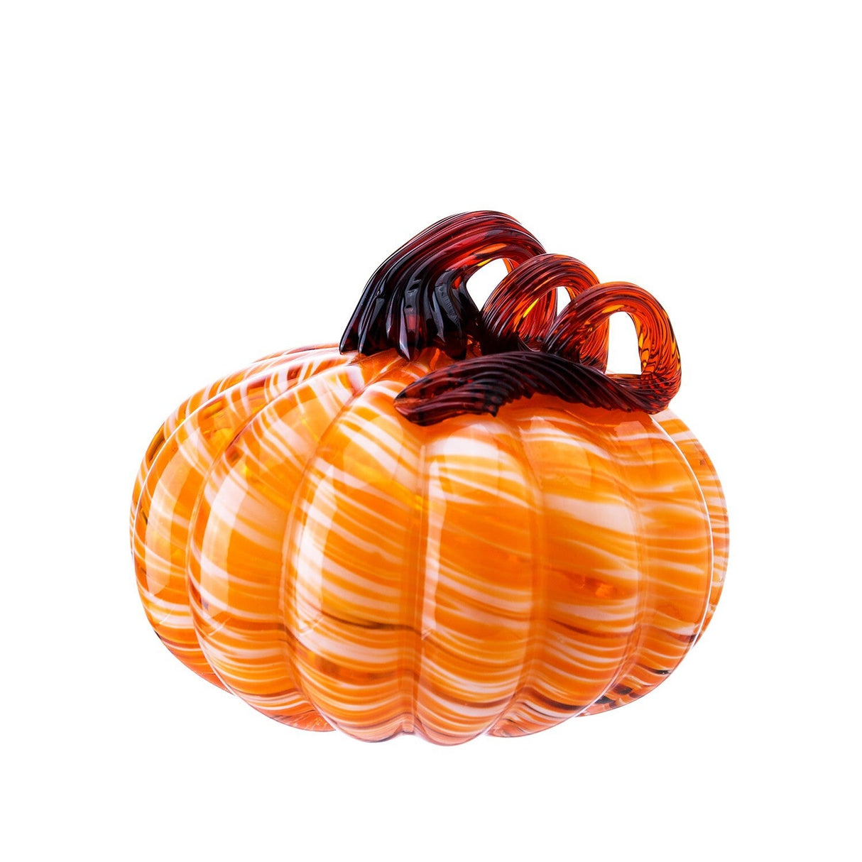 5.5" - Glass Pumpkin With Curly Stem