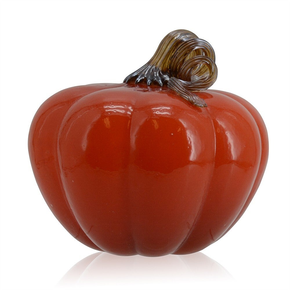 7.1" - Glass Pumpkin With Curly Stem