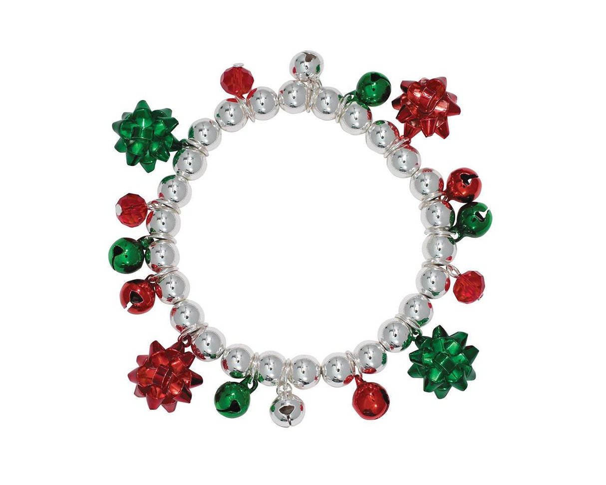 Bracelet-Bells w Red & Green Bows