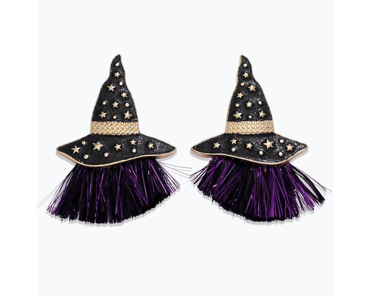 Earrings-Witch Hats w Purple