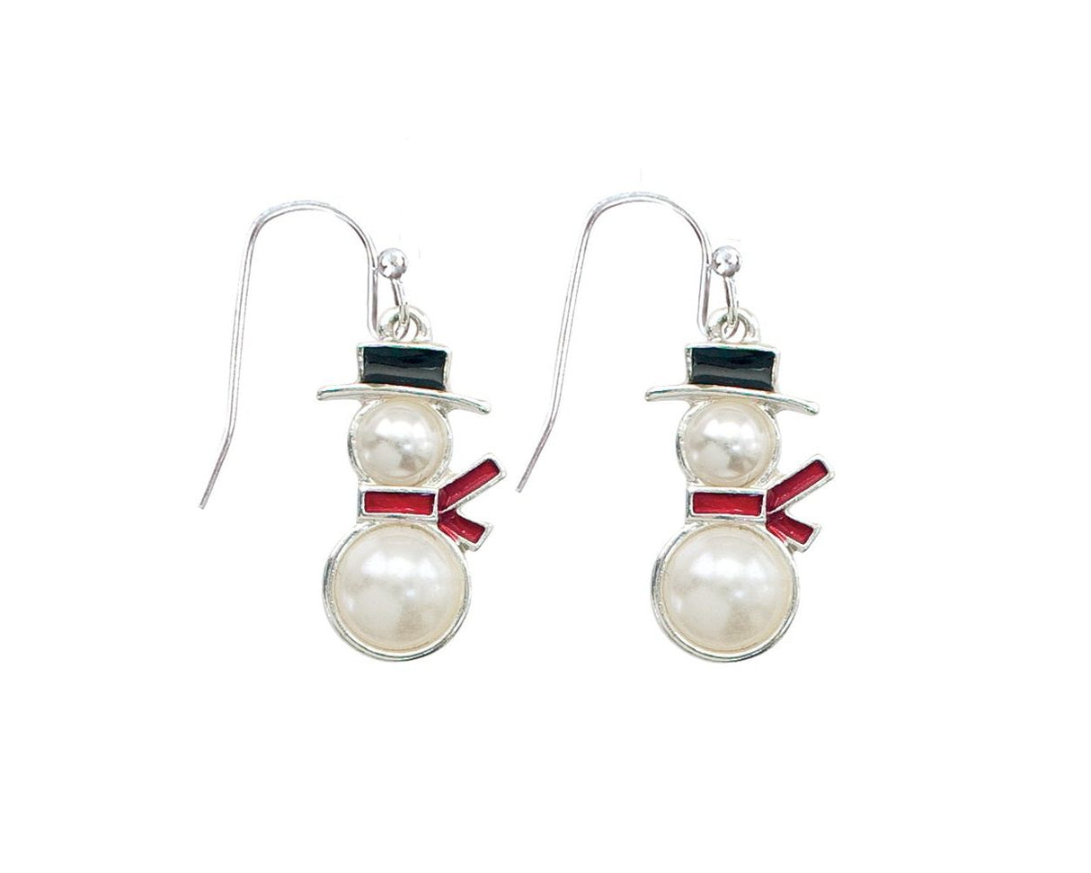 Earrings-Pearl Snowmen