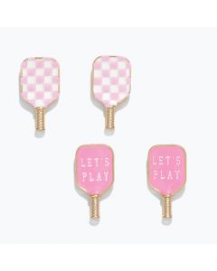 Earrings-Pink+White PickleBall Duo