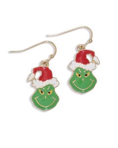 Earrings-Enamel Christmas Grinch