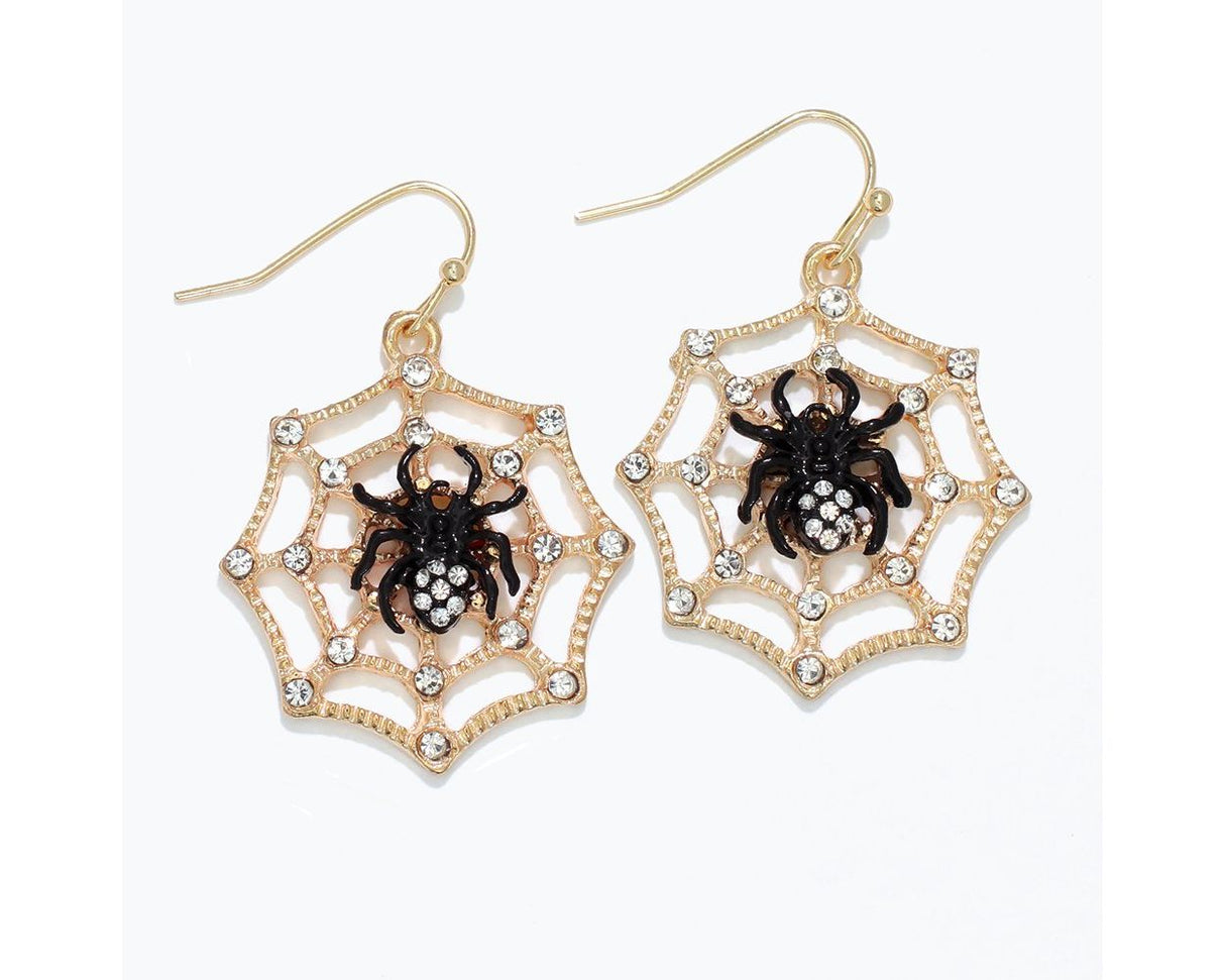 Earrings-Gold Webs w Spiders