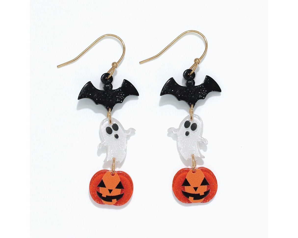 Earrings-Bat Ghost Pumpkin Dangle