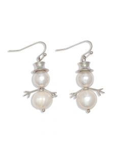 Earrings-Pearl Snowmen w Silver