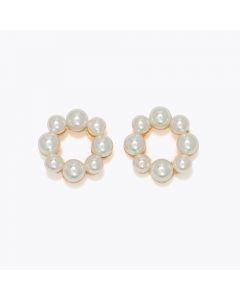 Earrings-Open Circle of Pearls