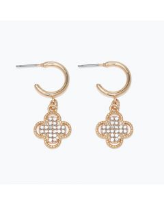 Earrings-Hoop w Crystal Clovers