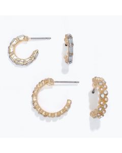 Earrings-Crystal + Pearl Hoop DUO