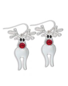 Earrings-Silver Rudolph w Crystal