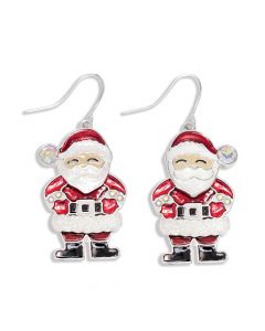 Earrings-Moveable Glitter Santa