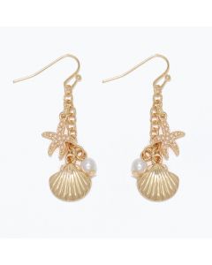 Earrings-Starfish & Scallop w Pearl