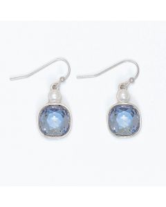 Earrings-Blue Crystal with Pearl