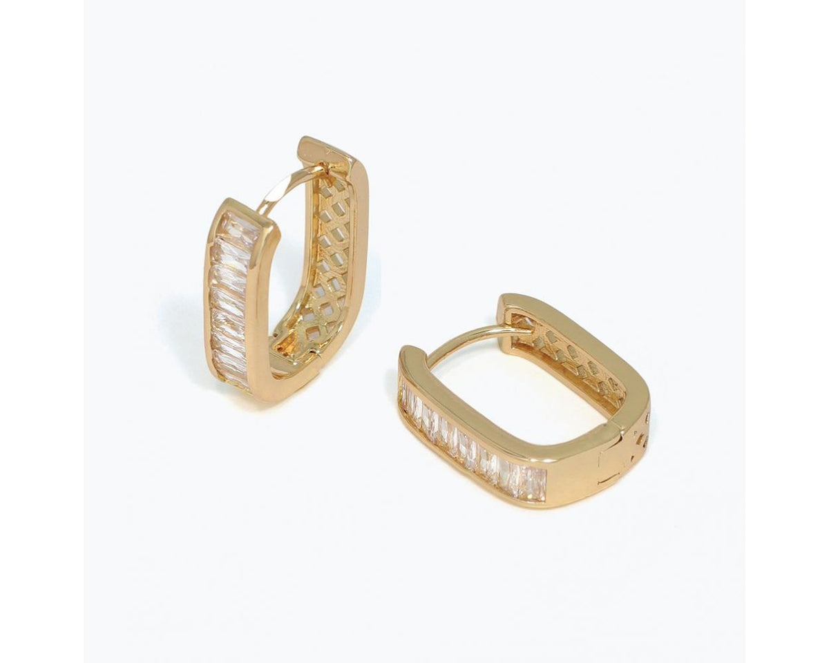 Earrings-Clear CZ Hoops in Gold