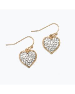 Earrings-Gold Hearts w Crystals