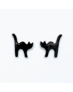 Earrings-Black Enamel Cats