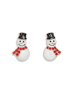 Earrings-Snowman w Red Crystals