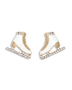 Earrings-White Skates w Crystals