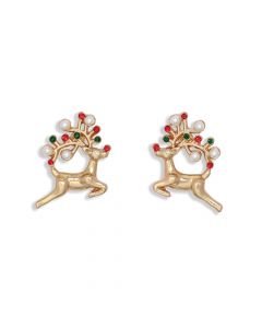 Earrings-Gld Reindeer w Tree Antler