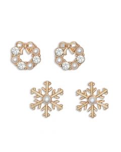 Earrings-DUO Wreath + Snowflake